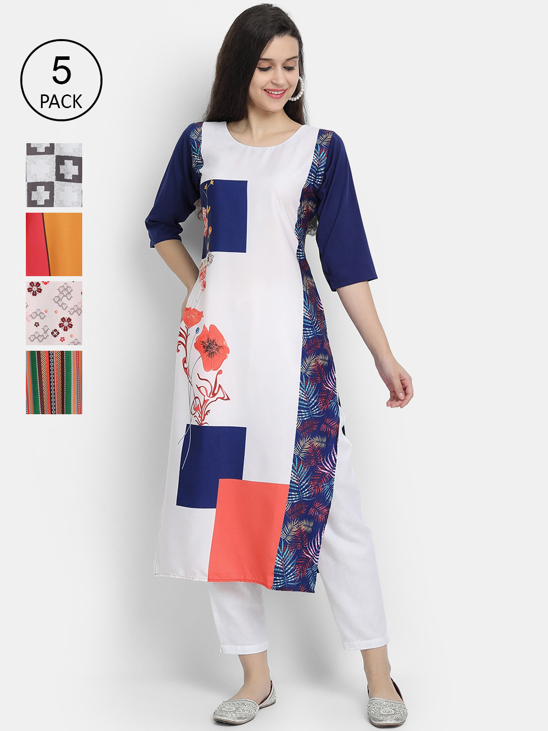 

7Threads Women Multicoloured Ethnic Motifs Printed Crepe Kurta, Multi