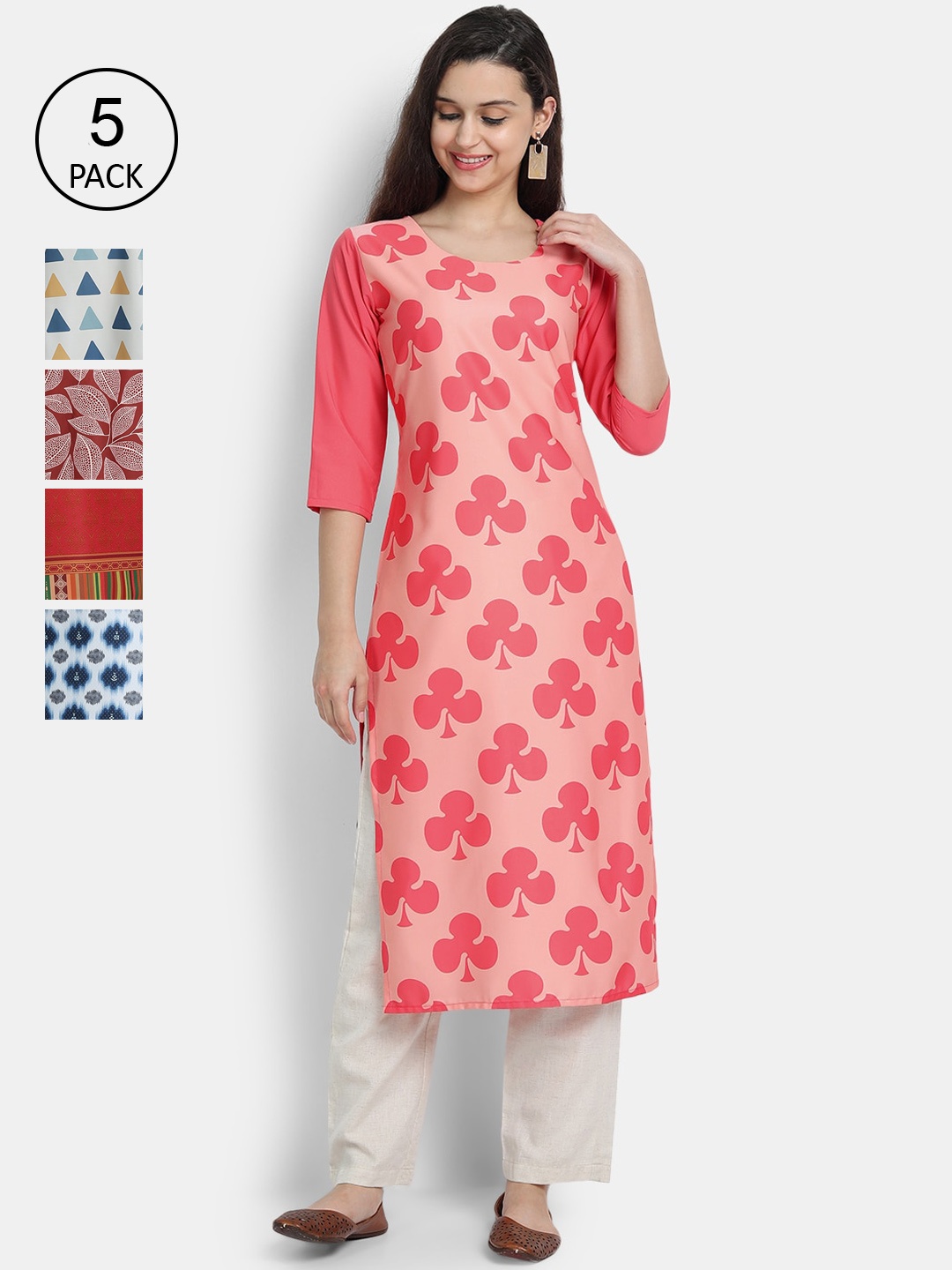 

7Threads Women Multicoloured Printed Flared Sleeves Mirror Work Crepe Kurta, Multi