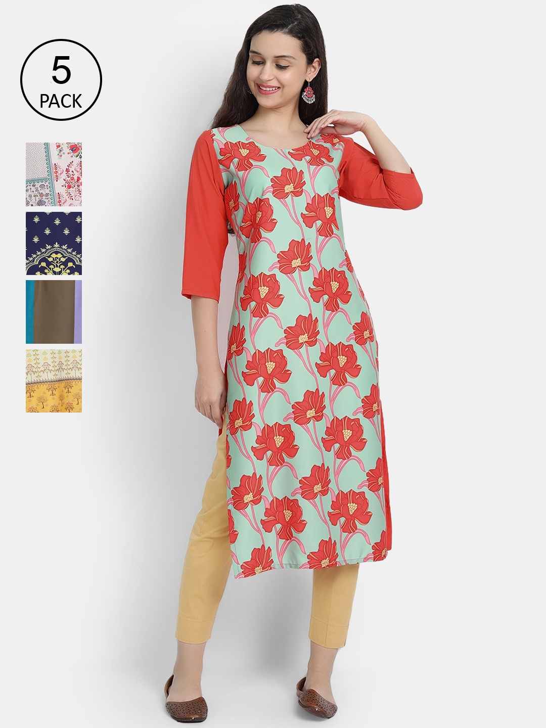 

7Threads Women Multicoloured Thread Work Crepe Kurta, Multi