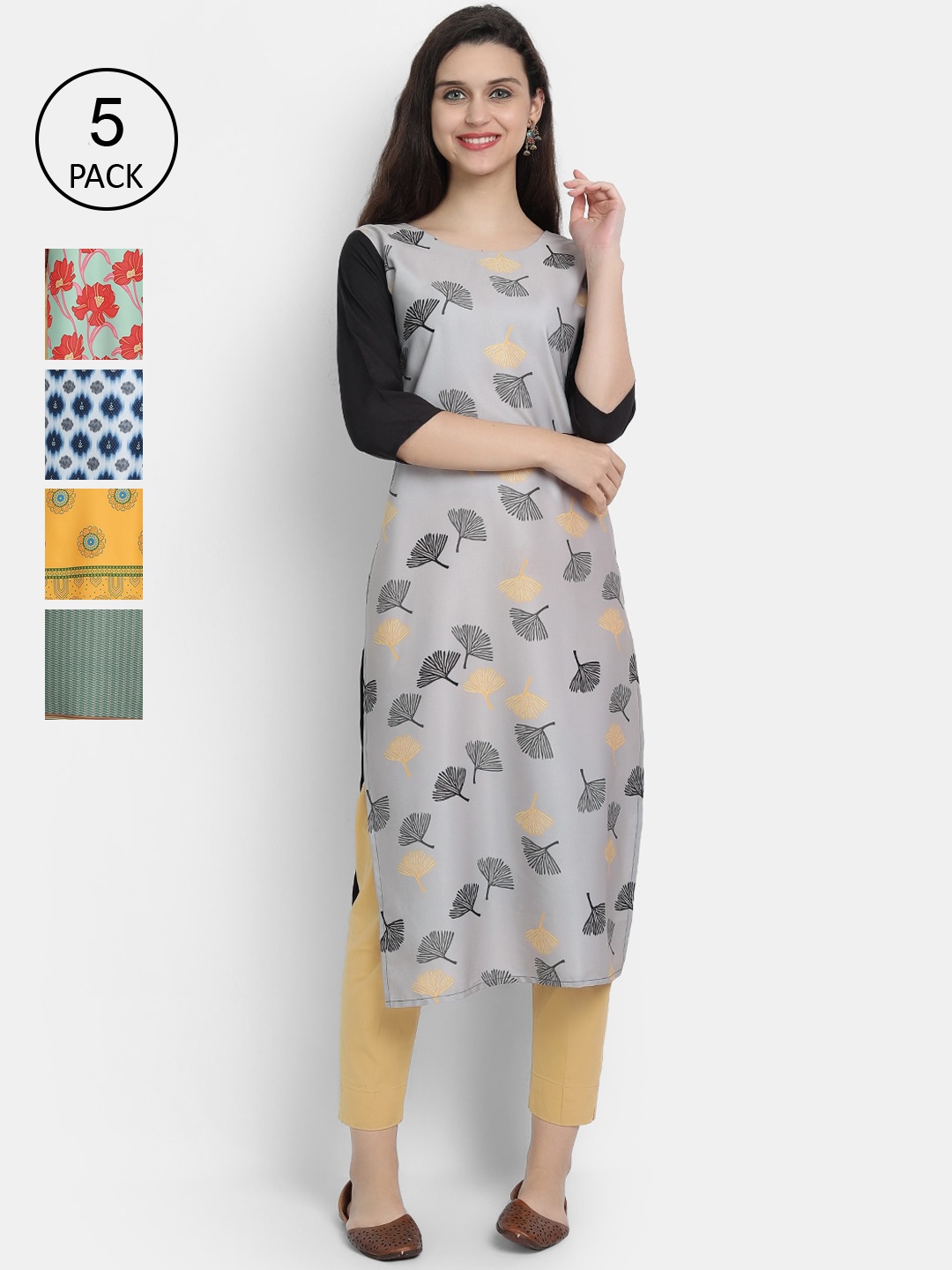 

7Threads Women Multicoloured Floral Printed Crepe Kurta, Multi