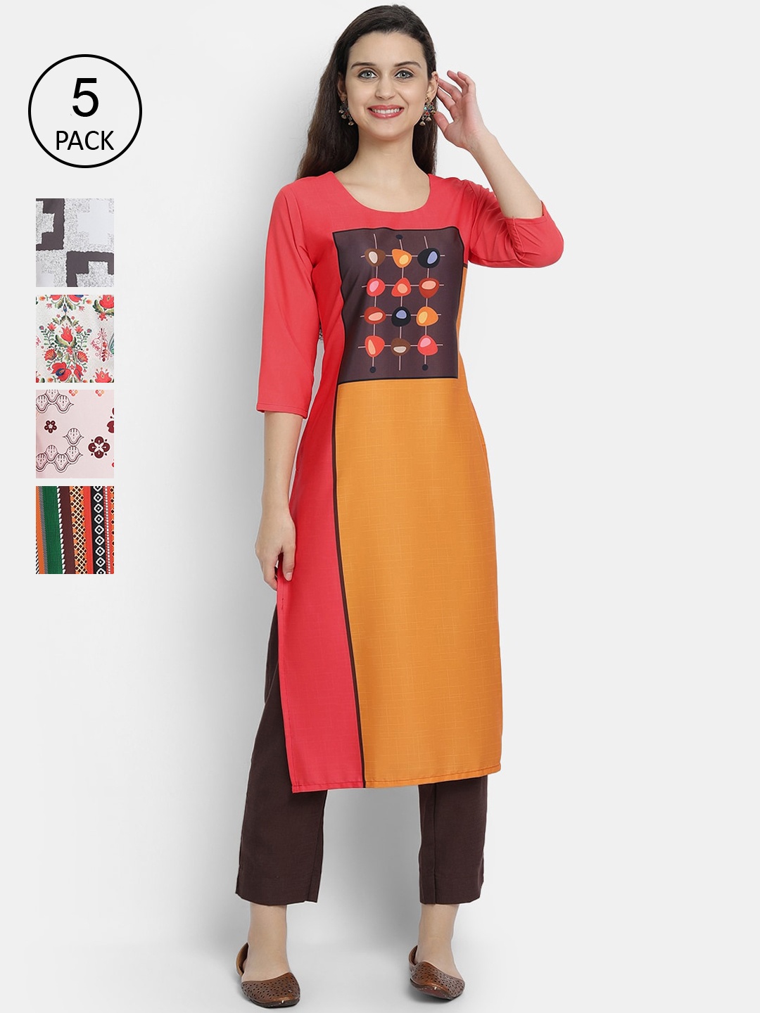 

7Threads Women Pack Of 5 Kurtas, Multi