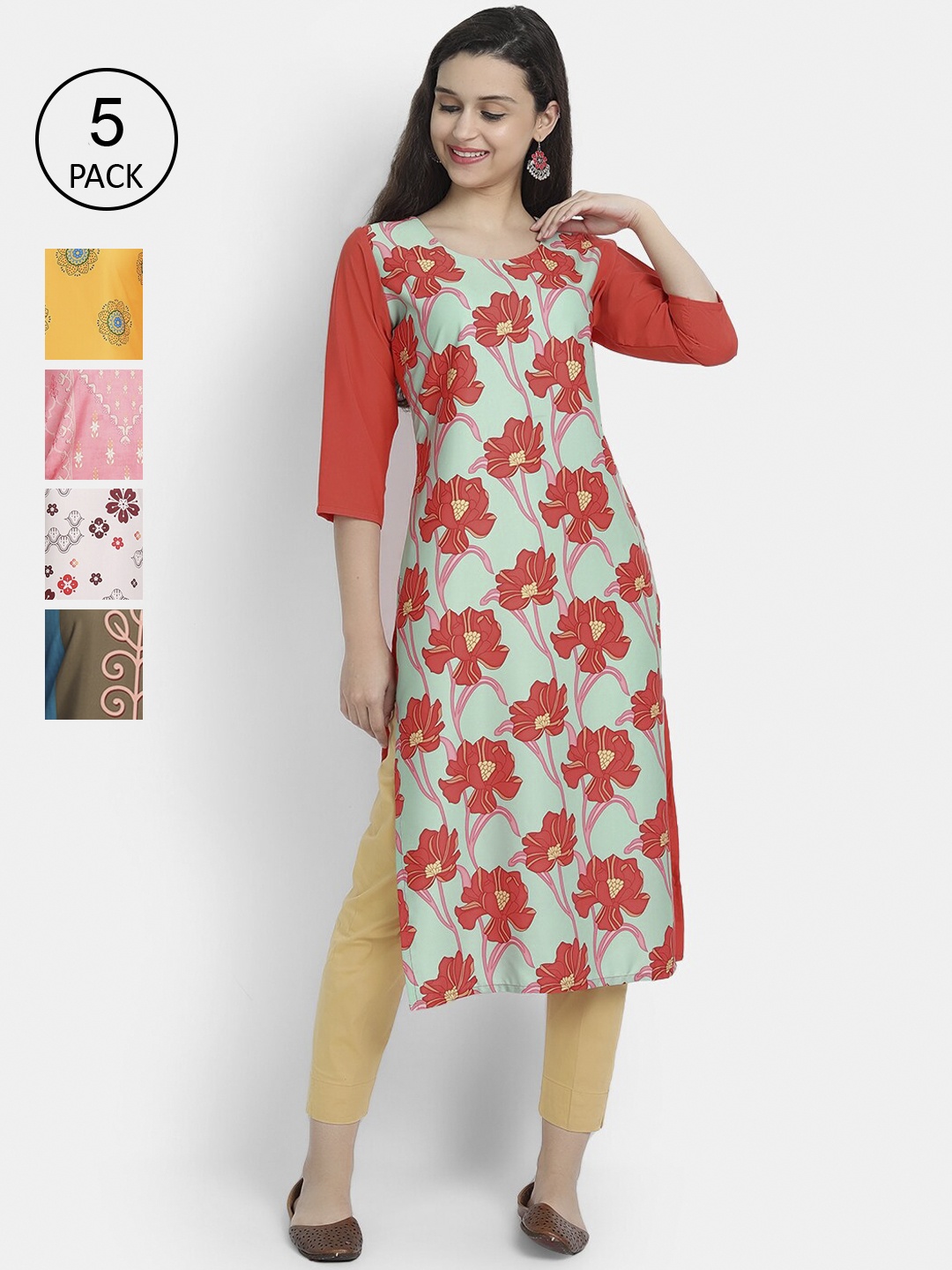 

7Threads Women Multicoloured Thread Work Crepe Kurta, Multi