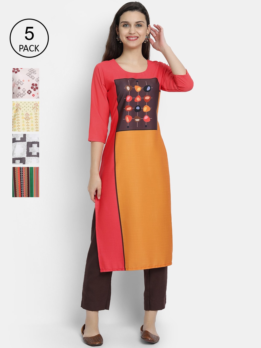

7Threads Women Pack Of 5 Kurtas, Multi