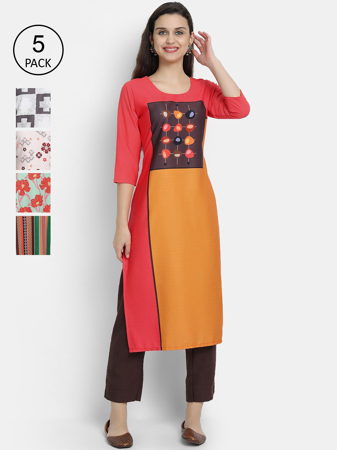 

7Threads Women Pack Of 5 Kurtas, Multi