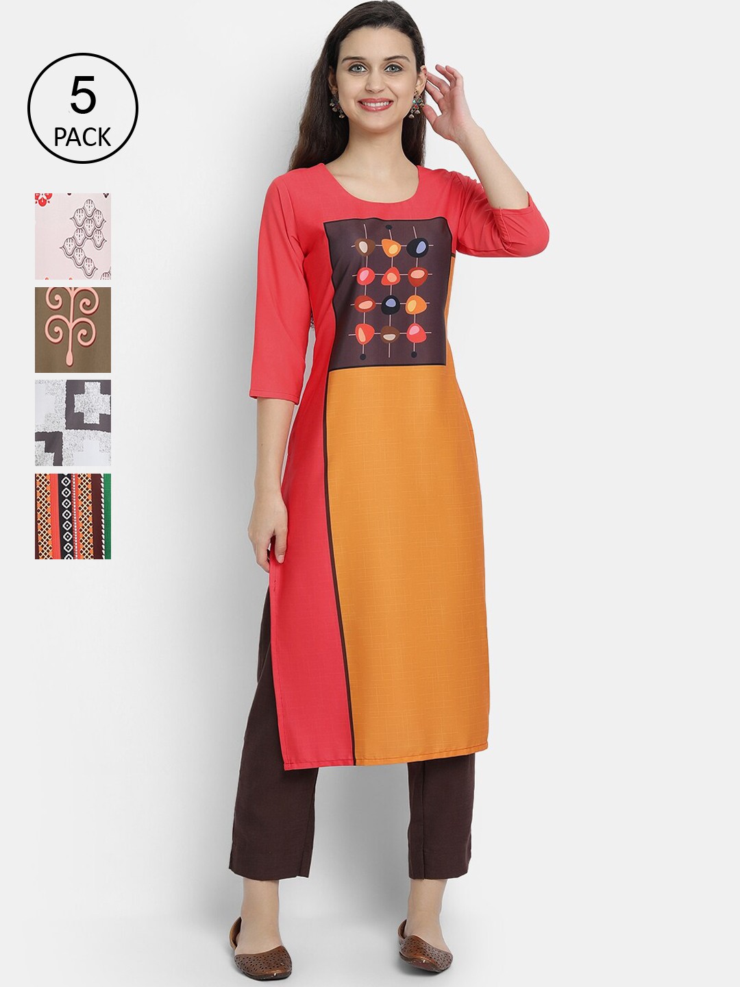 

7Threads Women Multicoloured Thread Work Crepe Kurta, Multi