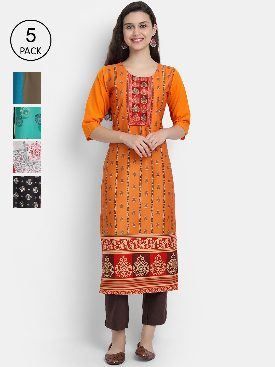 

7Threads Women Multicoloured Thread Work Crepe Kurta, Multi