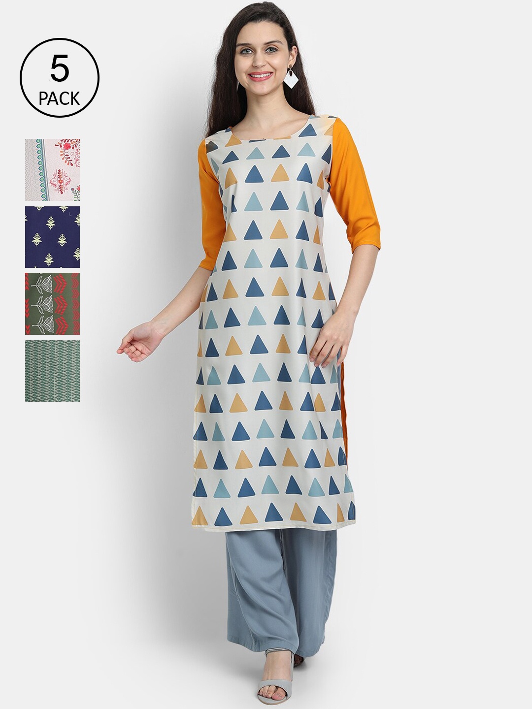 

7Threads Women Multicoloured Ethnic Motifs Crepe Kurta, Multi
