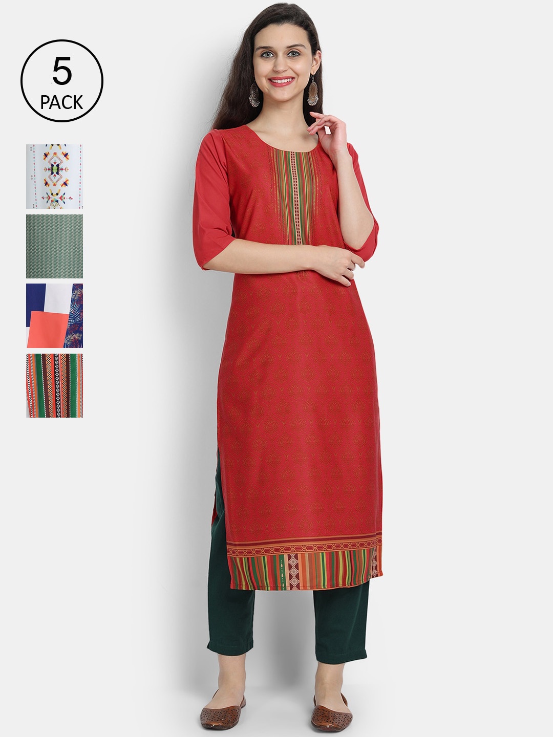 

7Threads Women Multicoloured Thread Work Crepe Kurta, Multi