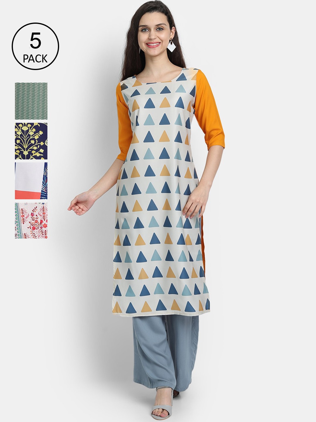 

7Threads Women Pack Of 5 Kurtas, Multi