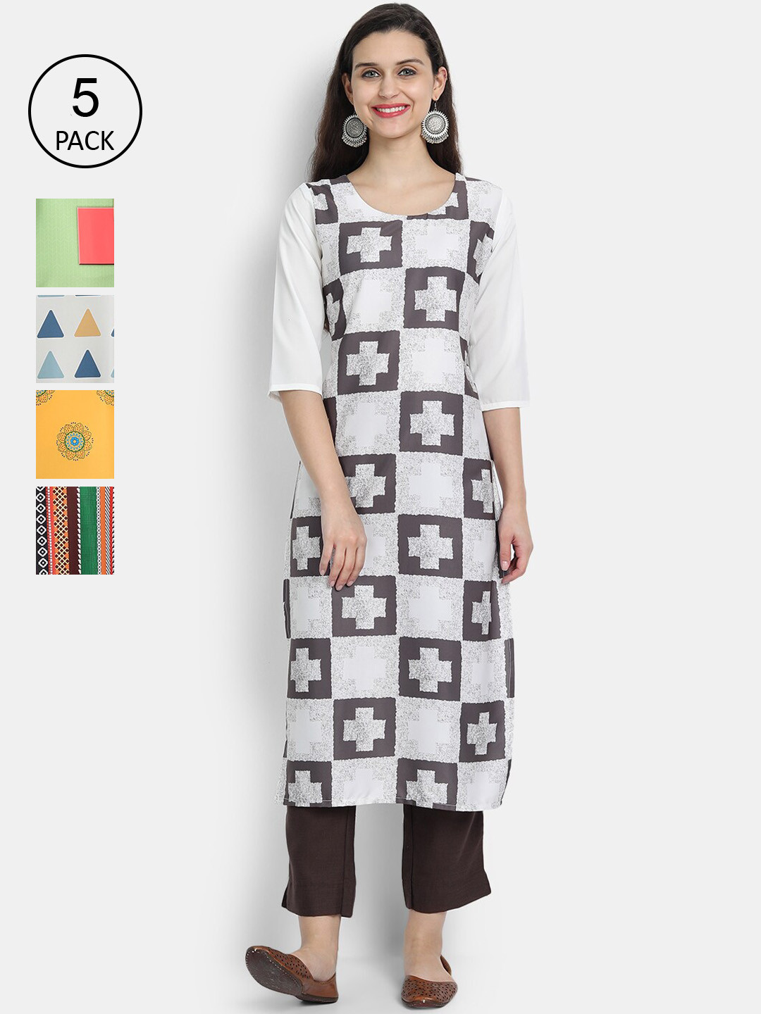 

7Threads Women Multicoloured Colourblocked Thread Work Crepe Kurta, Multi