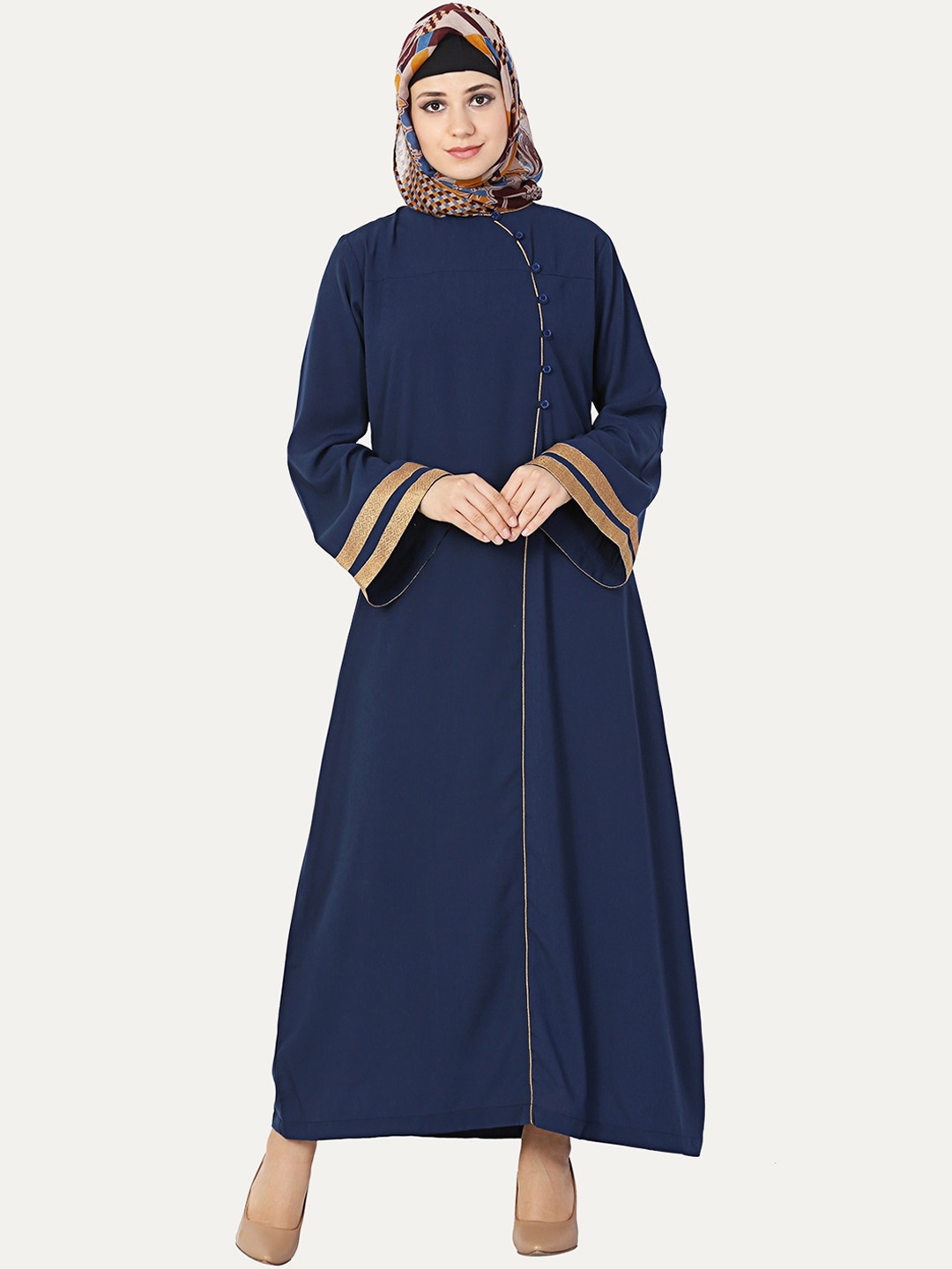 

MOMIN LIBAS Women Navy Blue Solid Abaya