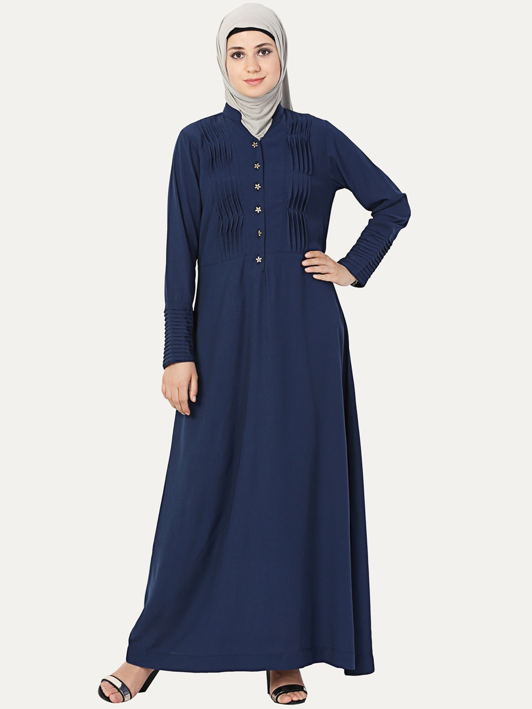 

MOMIN LIBAS Women Navy Blue Solid Abaya