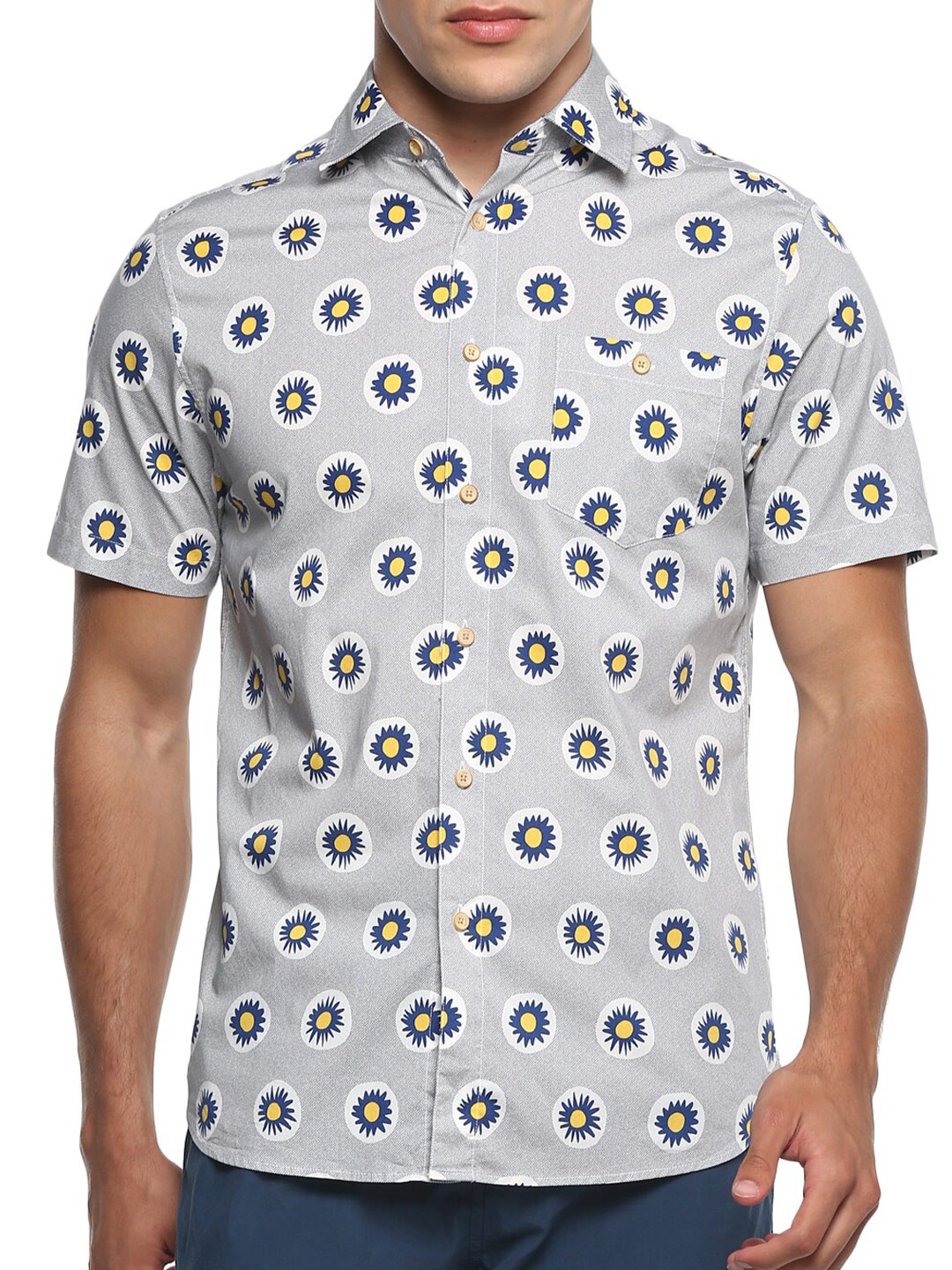 

Ted Baker Men Grey Printed Casual Shirt