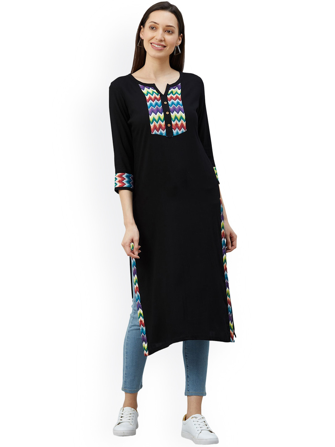 

KALINI Women Black Thread Work Kurta