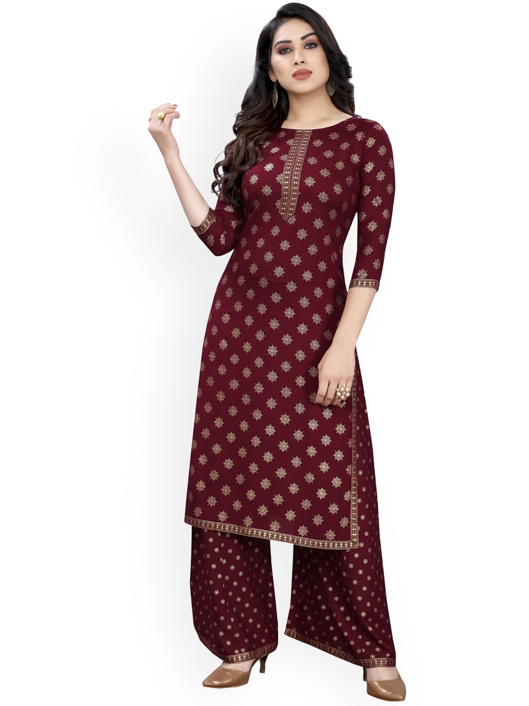 

KALINI Women Maroon Woven Design Kurta