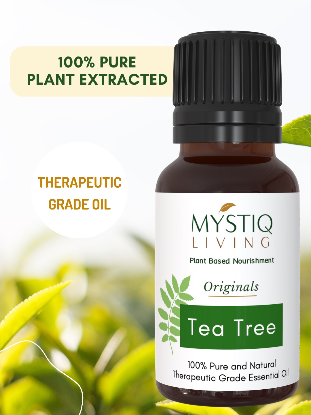 

MYSTIQ LIVING 100% Pure & Natural Tea Tree Essential Oil For Skin & Hair Care-15ml, Na