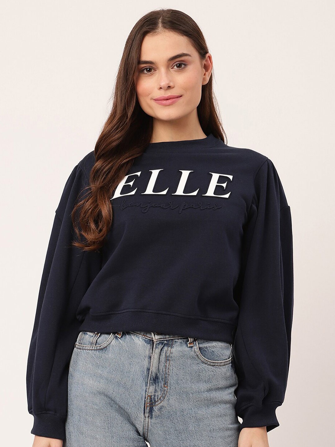 

ELLE Women Blue Printed Sweatshirt