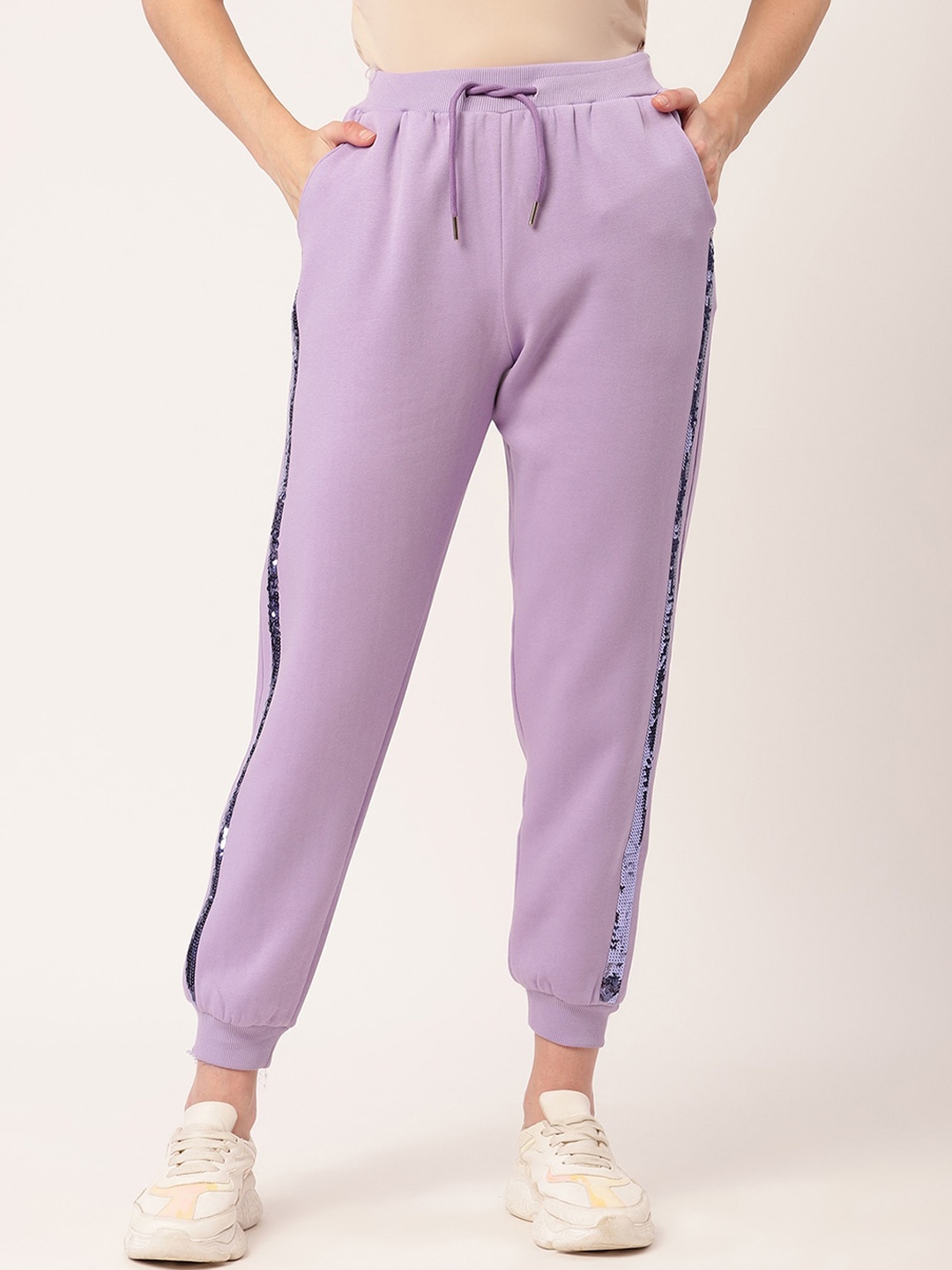 

ELLE Women Purple Sequined Joggers