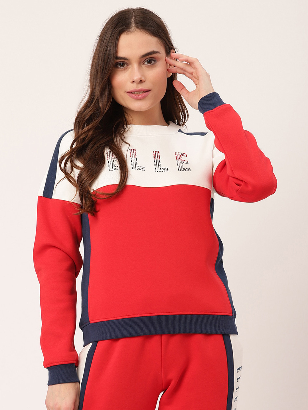 

ELLE Women Multicoloured Colourblocked Sweatshirt, Multi