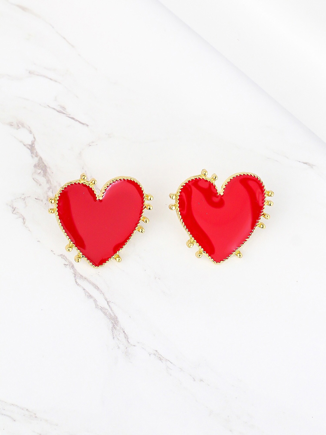

Bellofox Red Heart Shaped Studs Earrings