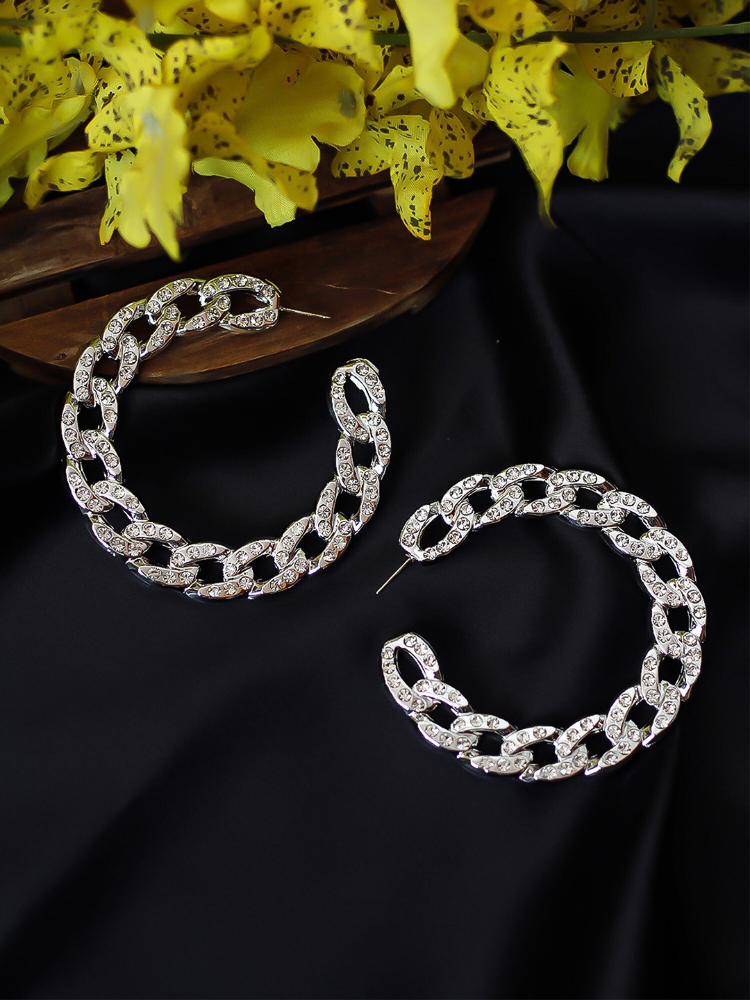 

Bellofox Silver-Toned Contemporary Half Hoop Earrings