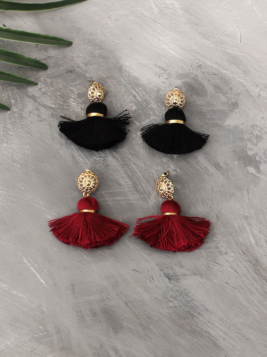

Bellofox Maroon Contemporary Drop Earrings
