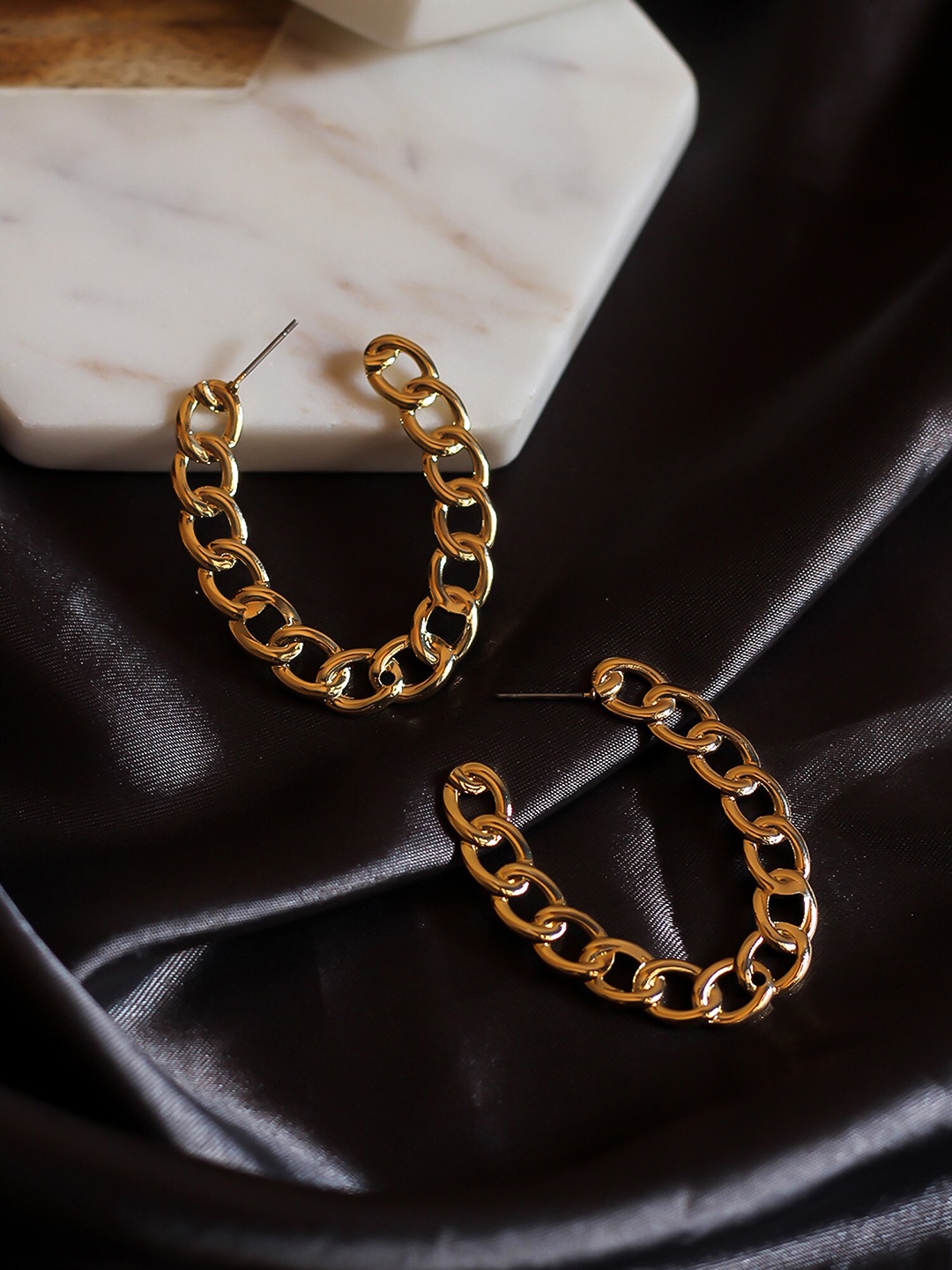 

Bellofox Gold-Toned Contemporary Half Hoop Earrings