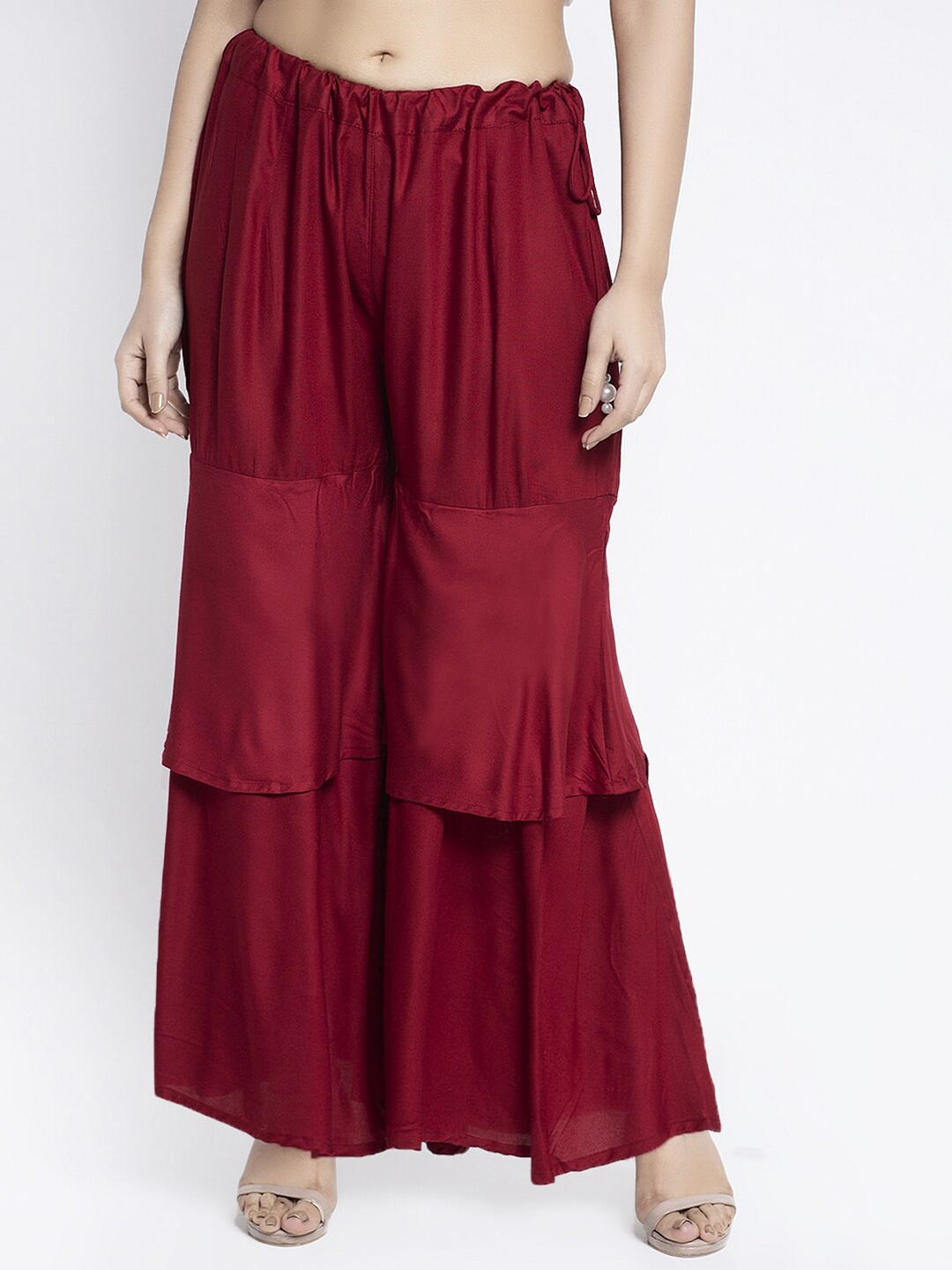 

GRACIT Women Maroon Solid Layered Sharara Palazzo