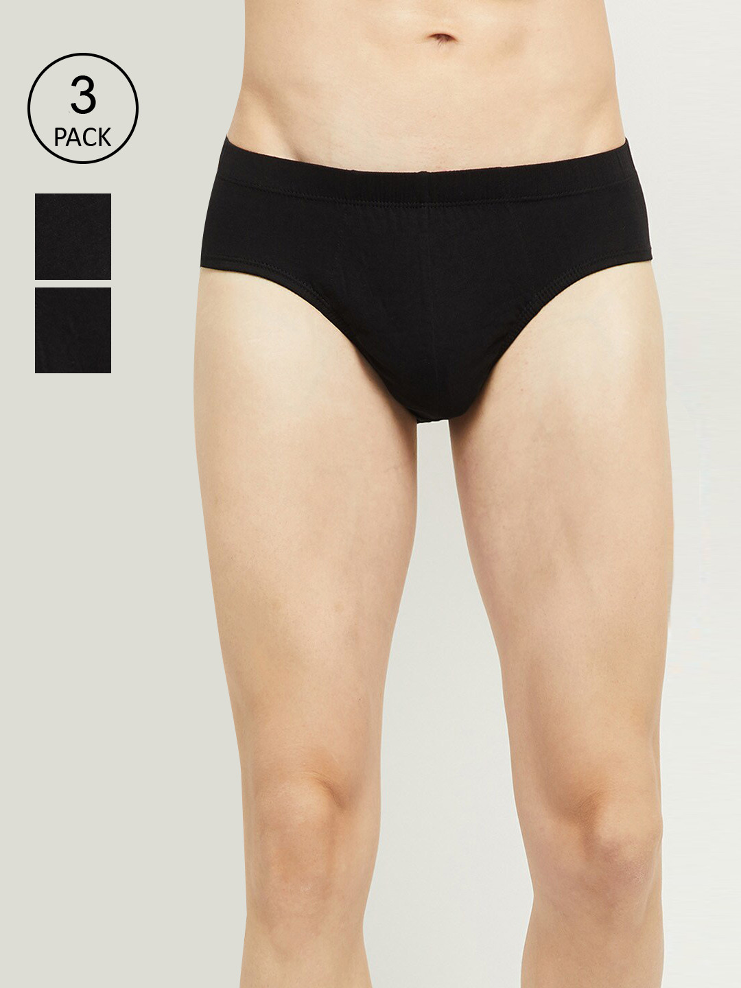 

max Men Pack Of 3 Black Solid Pure Cotton Basic Briefs - NOOSNCLBFBK1BLACK