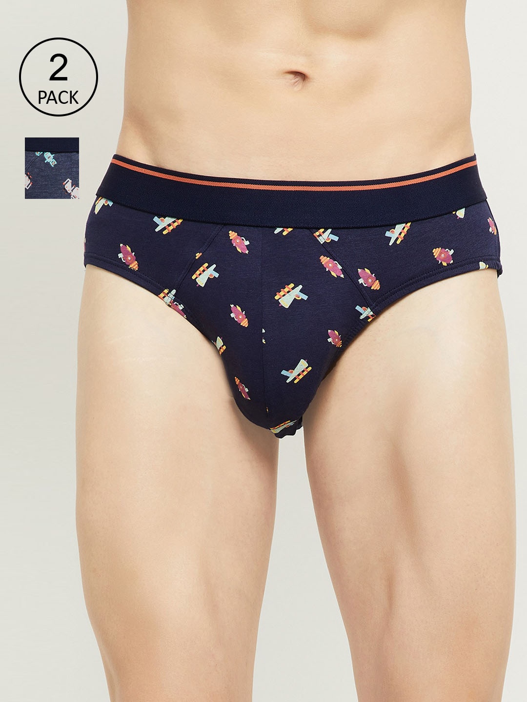 

max Men Pack Of 2 Blue & Pink Printed Basic Briefs