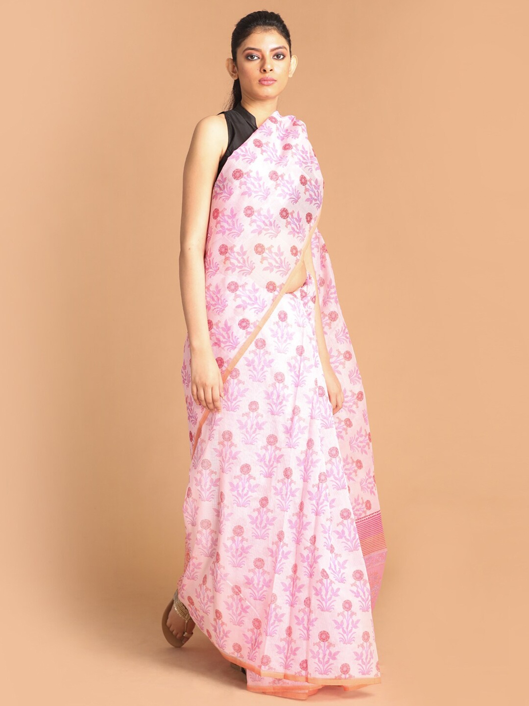 

Indethnic Lavender Ethnic Motifs Supernet Saree