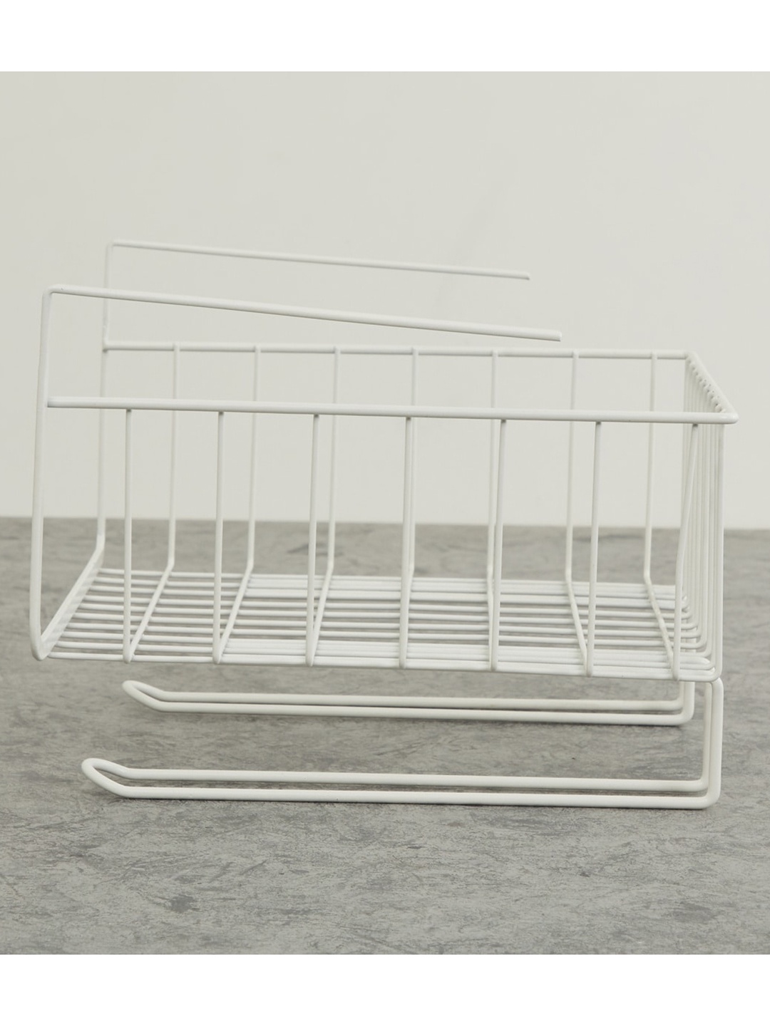 

Home Centre Off White Solid Metal Over The Shelf Utensil Holder Basket