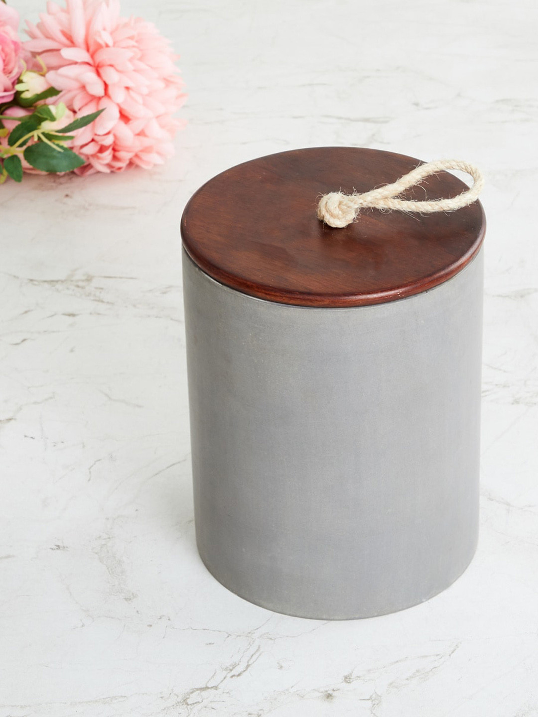 

Home Centre Grey Polyresin Round Jar with Lid