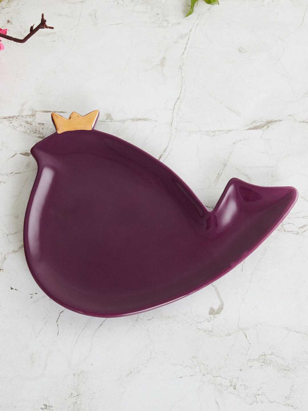 

Home Centre Purple Solid Ceramic Bird Platter Show Pieces