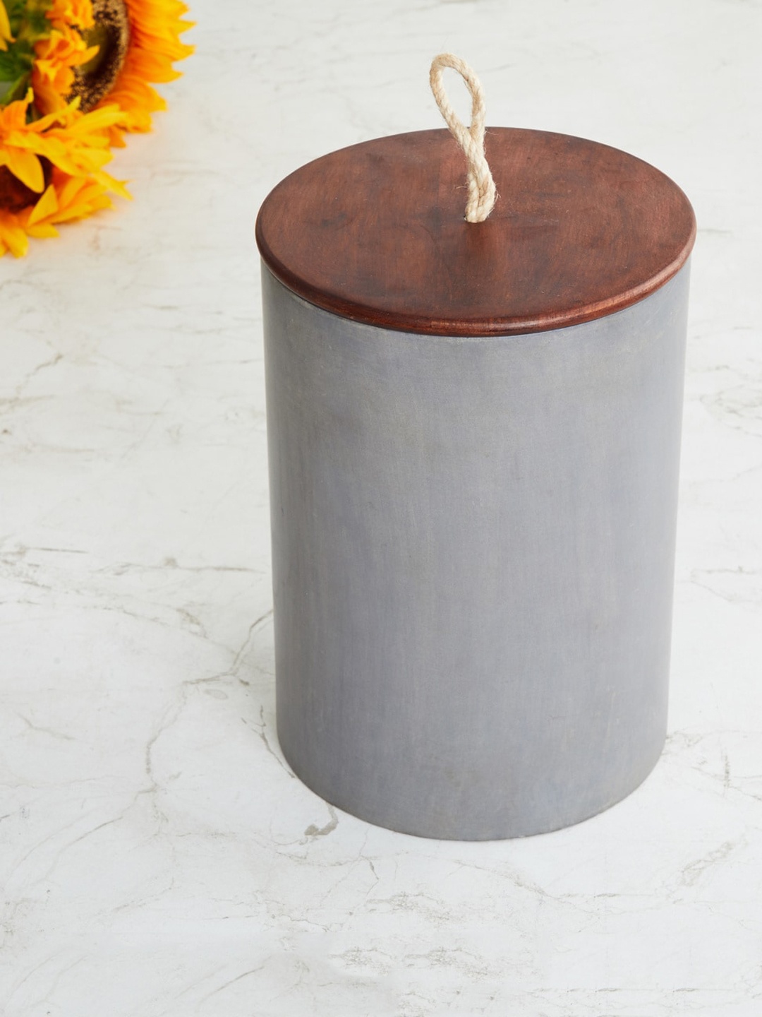 

Home Centre Grey Polyresin Jar with Lid