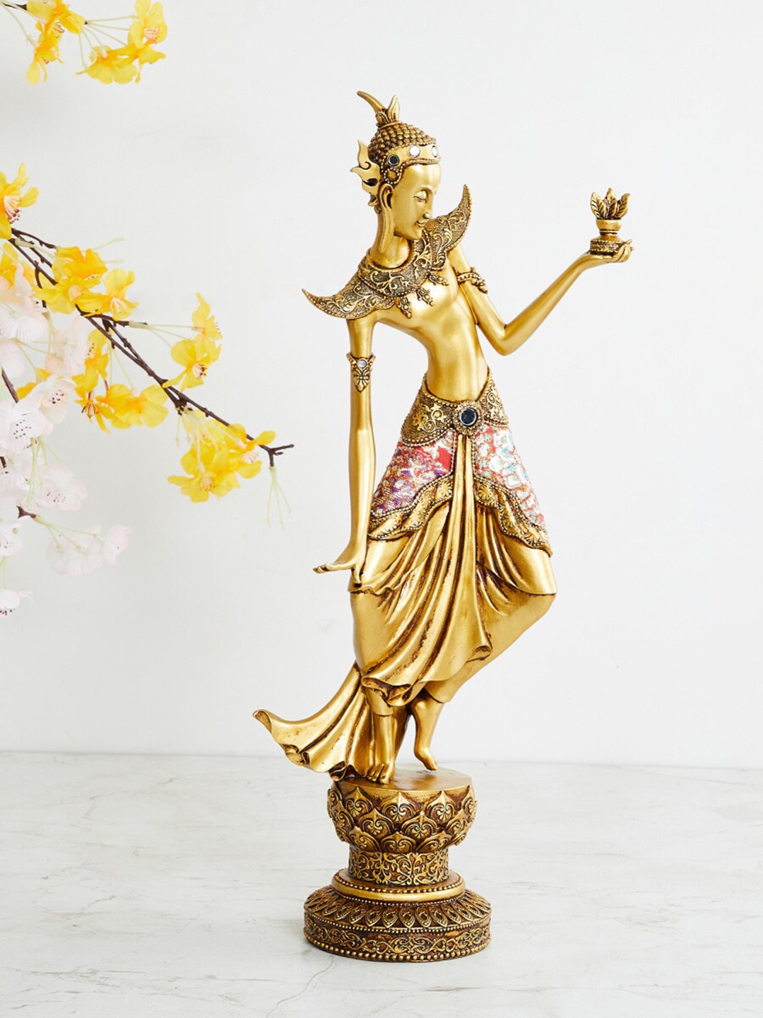 

Home Centre Gold-Toned & Red Polyresin Abstract Figurine Showpiece