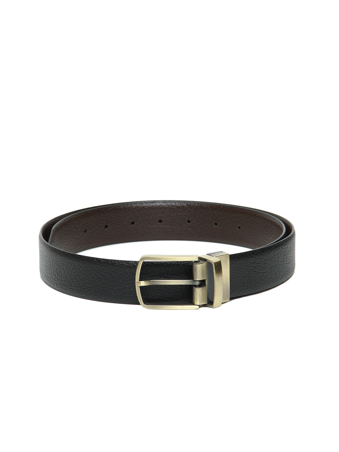 

Calvadoss Men Black Textured Reversible Leather Belt