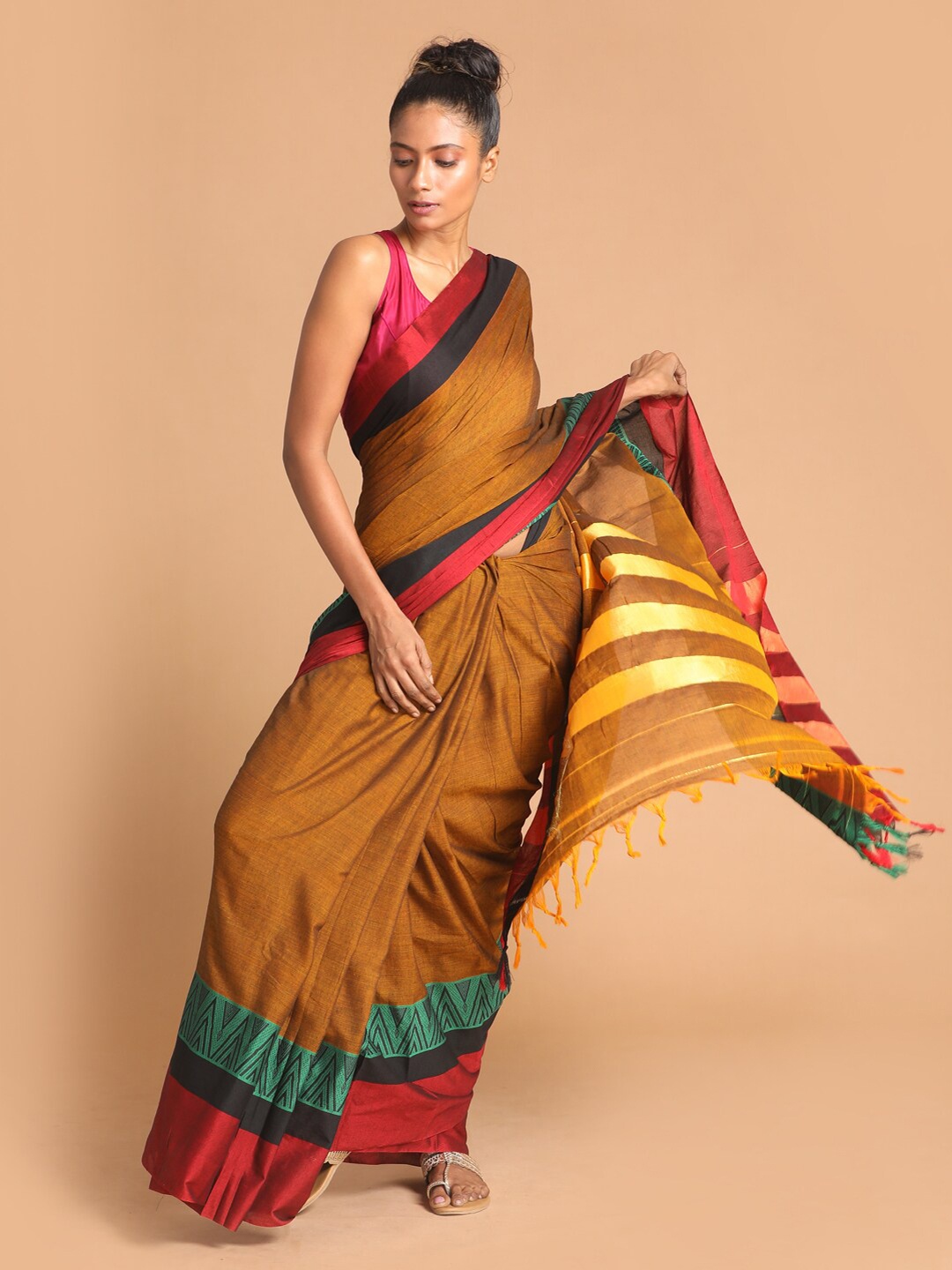 

Saranee Mustard Solid Saree