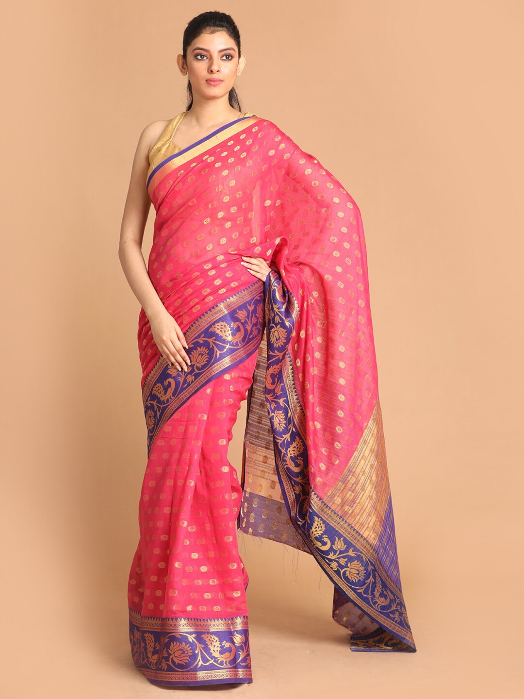 

Saranee Magenta & Purple Ethnic Motifs Zari Saree