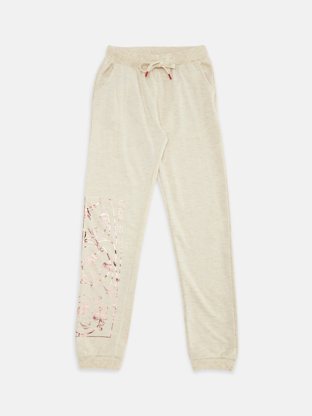 

Pantaloons Junior Girls Off White Solid Pure Cotton Joggers