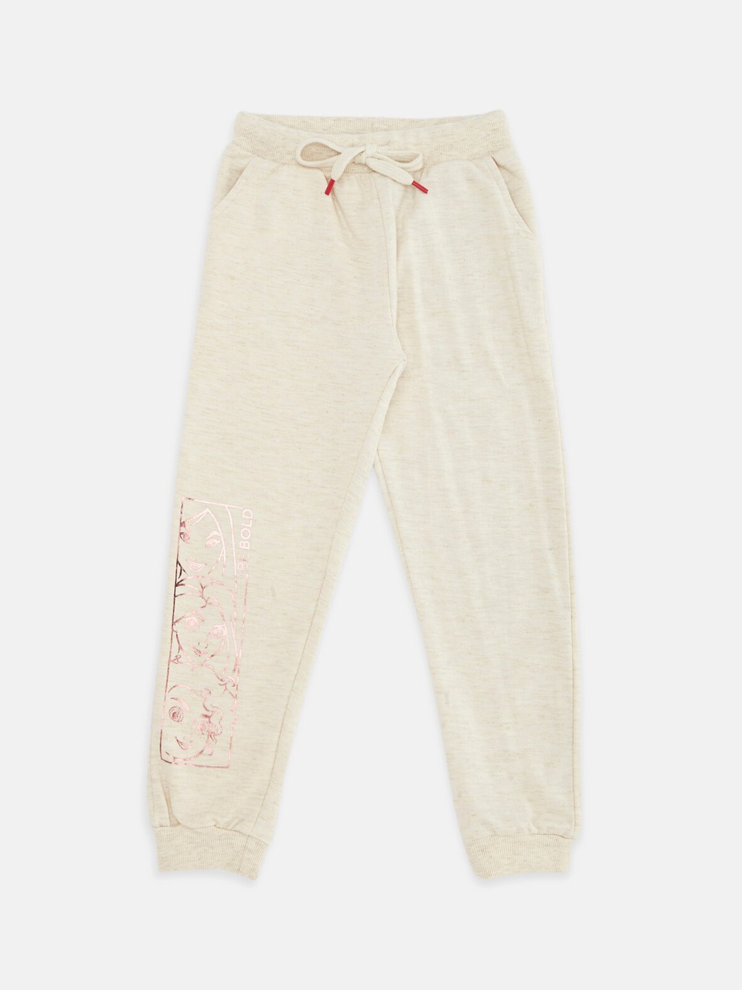 

Pantaloons Junior Girls Off White Solid Pure Cotton Joggers