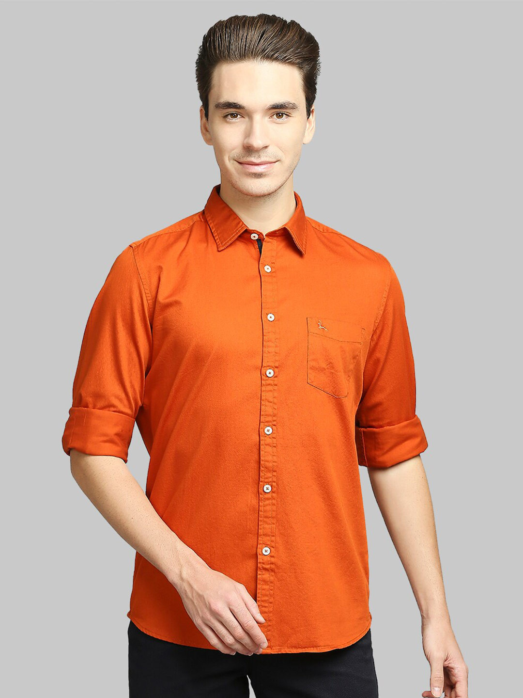 

Parx Men Orange Slim Fit Casual Shirt
