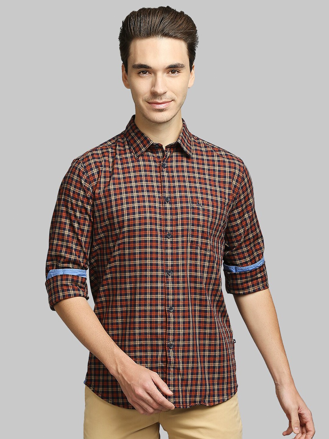 

Parx Men Brown Slim Fit Checked Casual Shirt