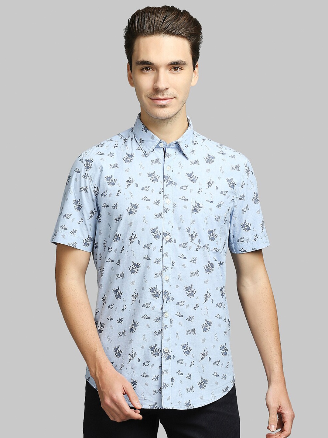 

Parx Men Blue Slim Fit Floral Printed Casual Shirt
