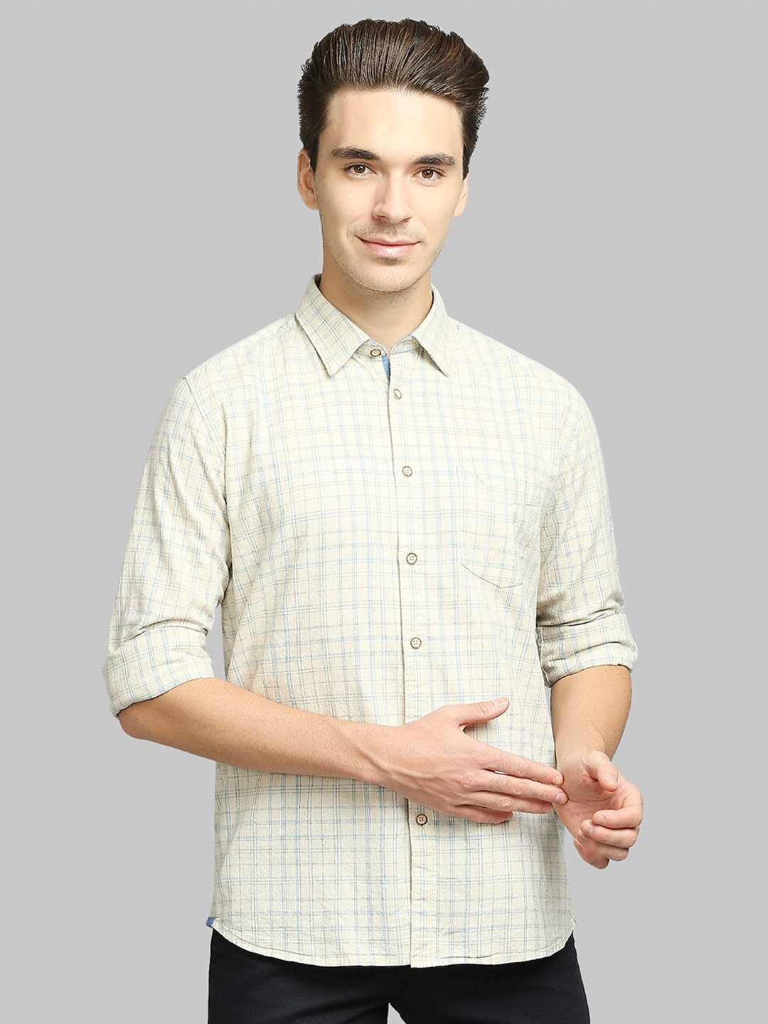

Parx Men Brown Slim Fit Checked Casual Shirt