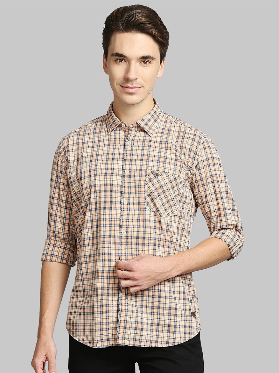 

Parx Men Multicoloured Slim Fit Tartan Checks Checked Casual Shirt, Multi