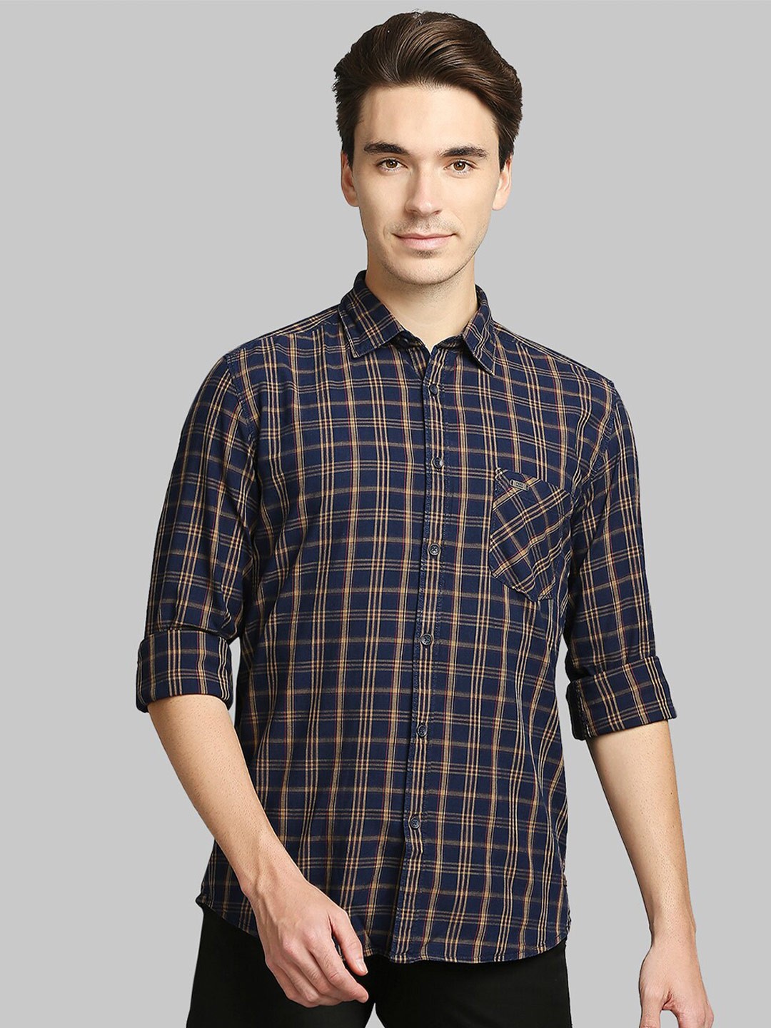 

Parx Men Brown Slim Fit Checked Casual Shirt