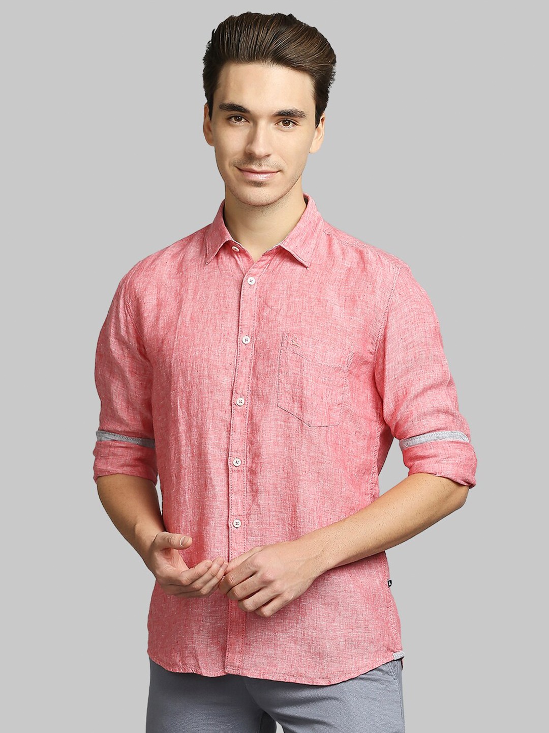 

Parx Men Red Slim Fit Linen Casual Shirt