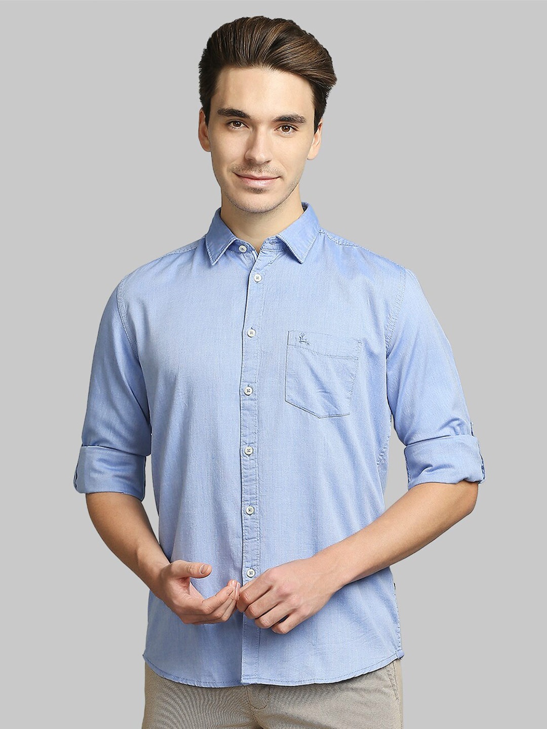 

Parx Men Blue Slim Fit Casual Shirt