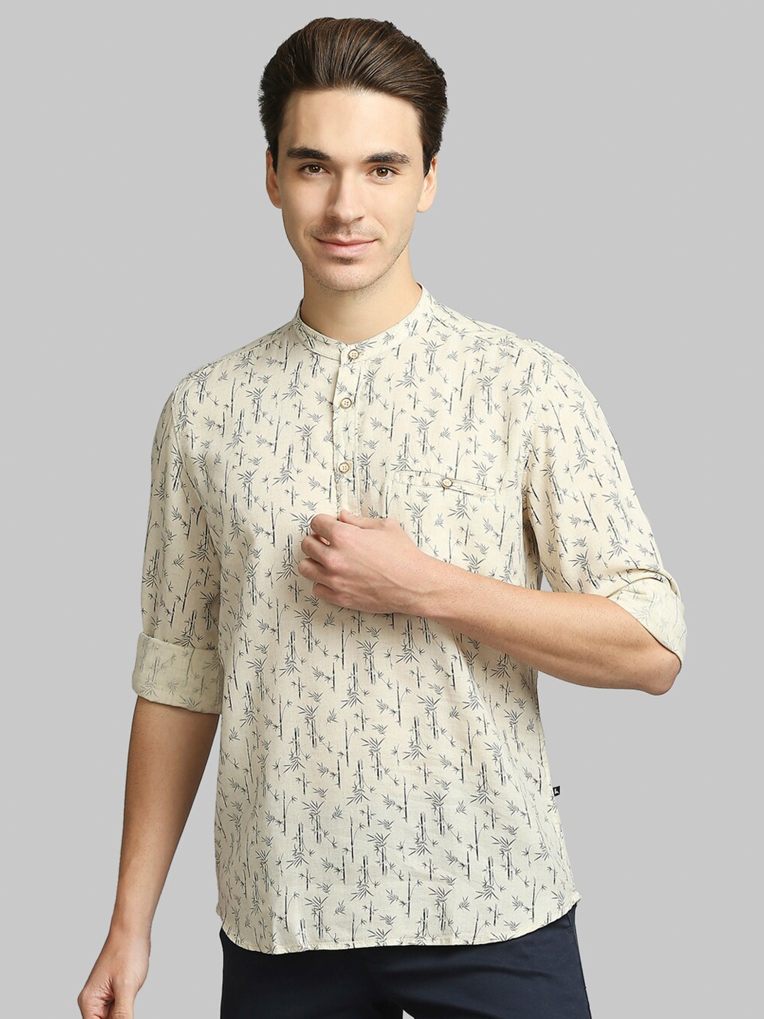 

Parx Men Grey Slim Fit Printed Casual Shirt